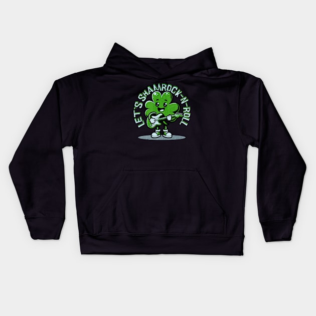 Cute St. Patrick's Day Shamrock-N-Roll Kids Hoodie by daisyblue